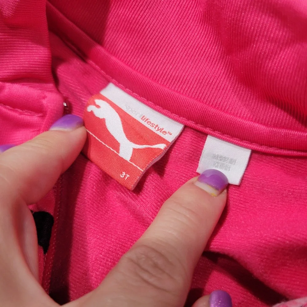 Puma Girls Track Jacket 3T Pink Full Zip Mock‎ Neck Activewear Barbiecore